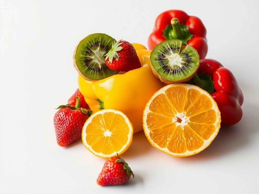 Cítricos, bayas, kiwi y pimientos, ricos en Vitamina C.